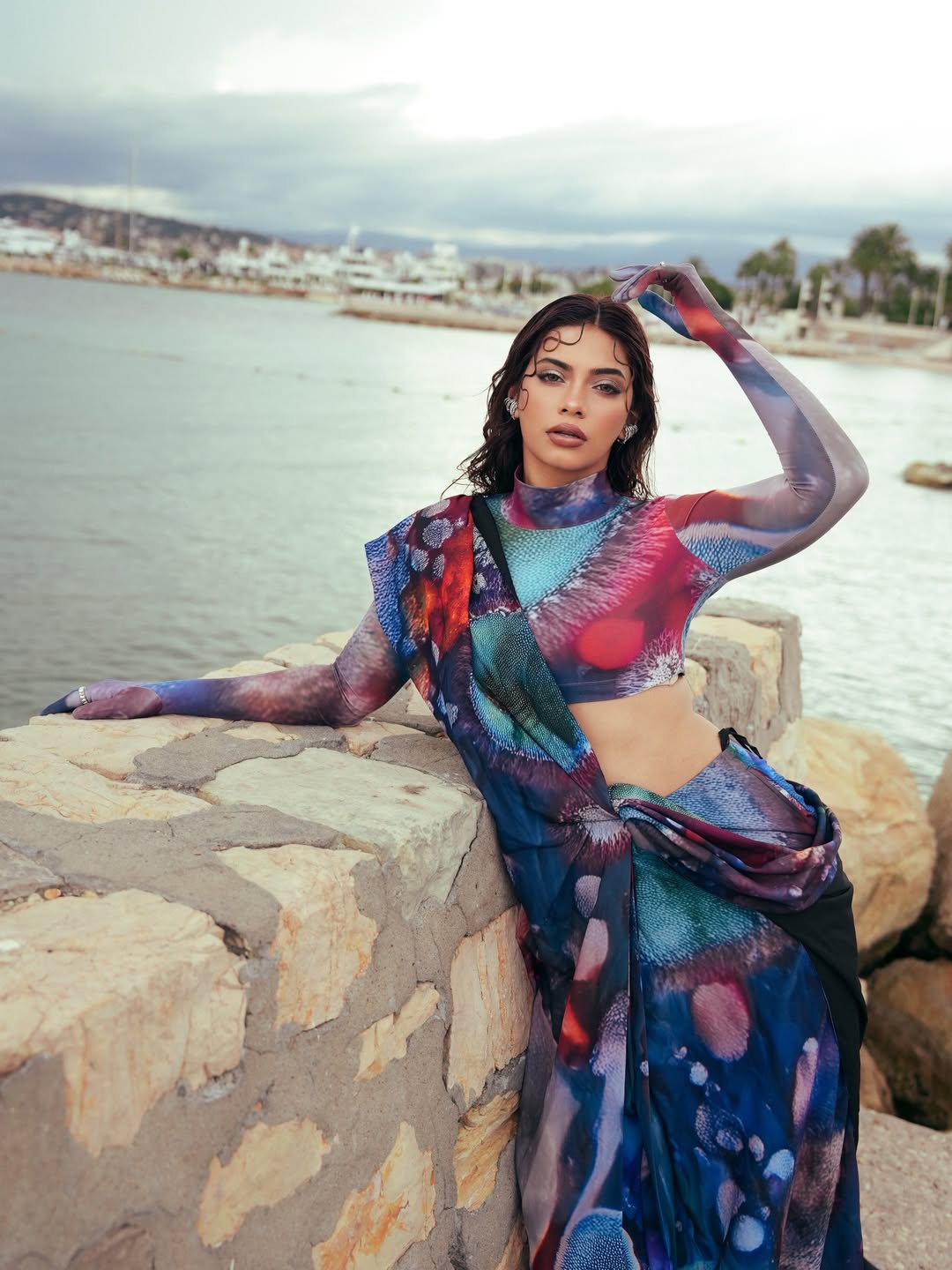 Nagma Mirajkar in bold printed coastal outfit
