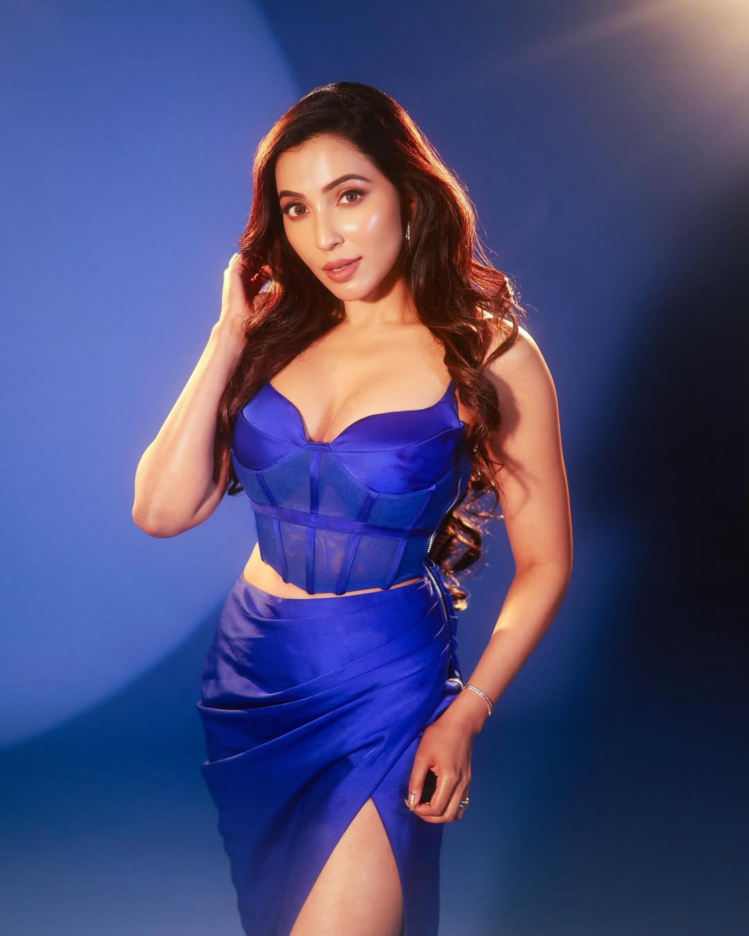 Parvati Nair in bold blue outfit
