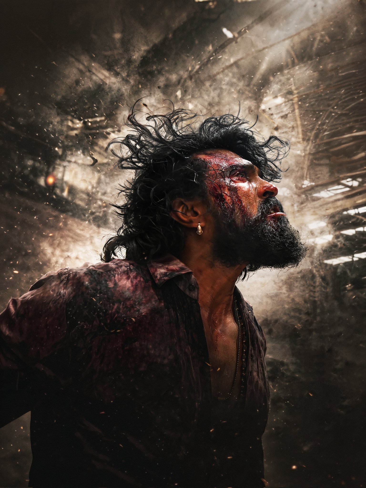 Ram Charan intense look from PEDDI