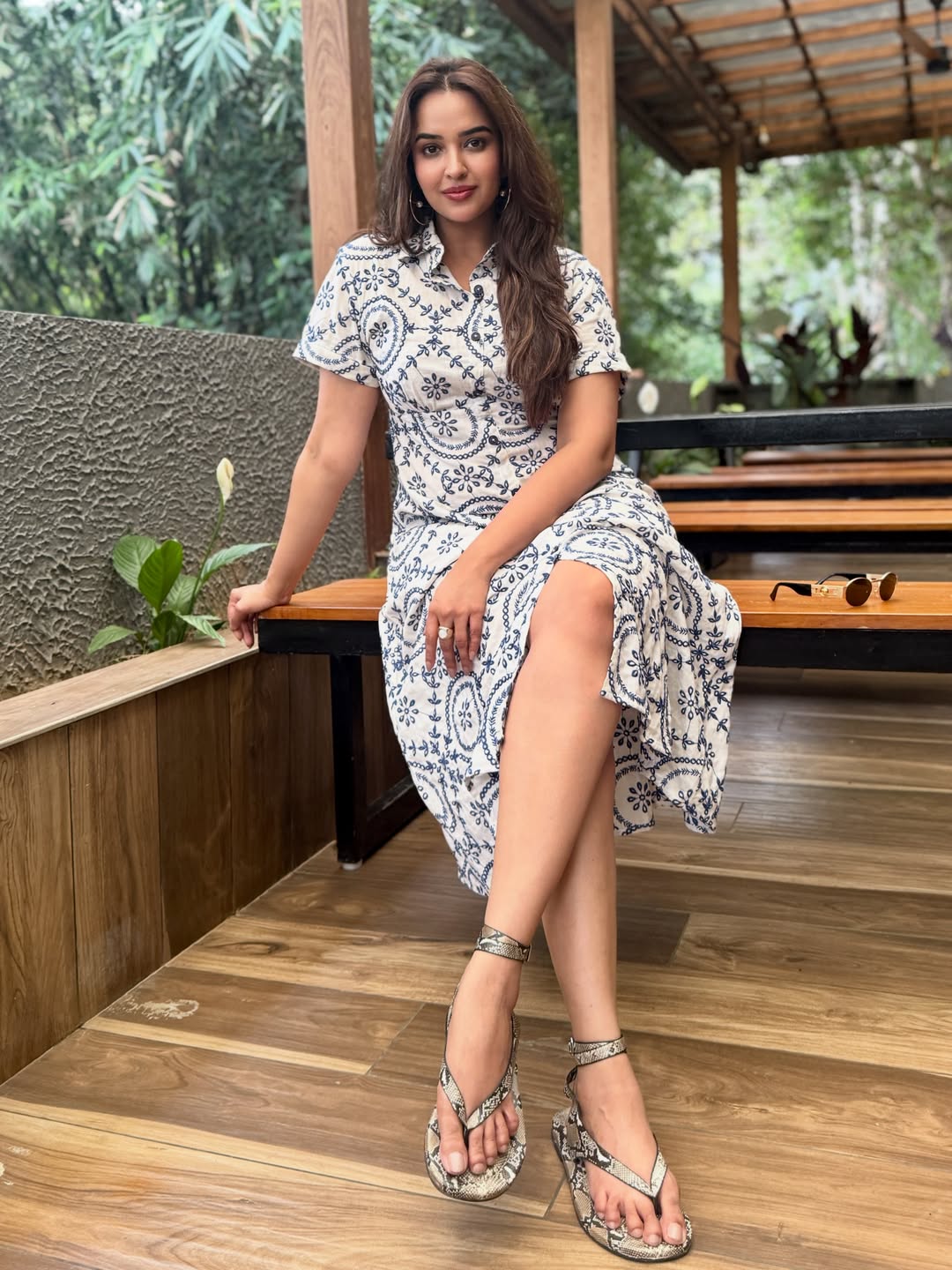 Pujita Ponnada posing in stylish printed outfit
