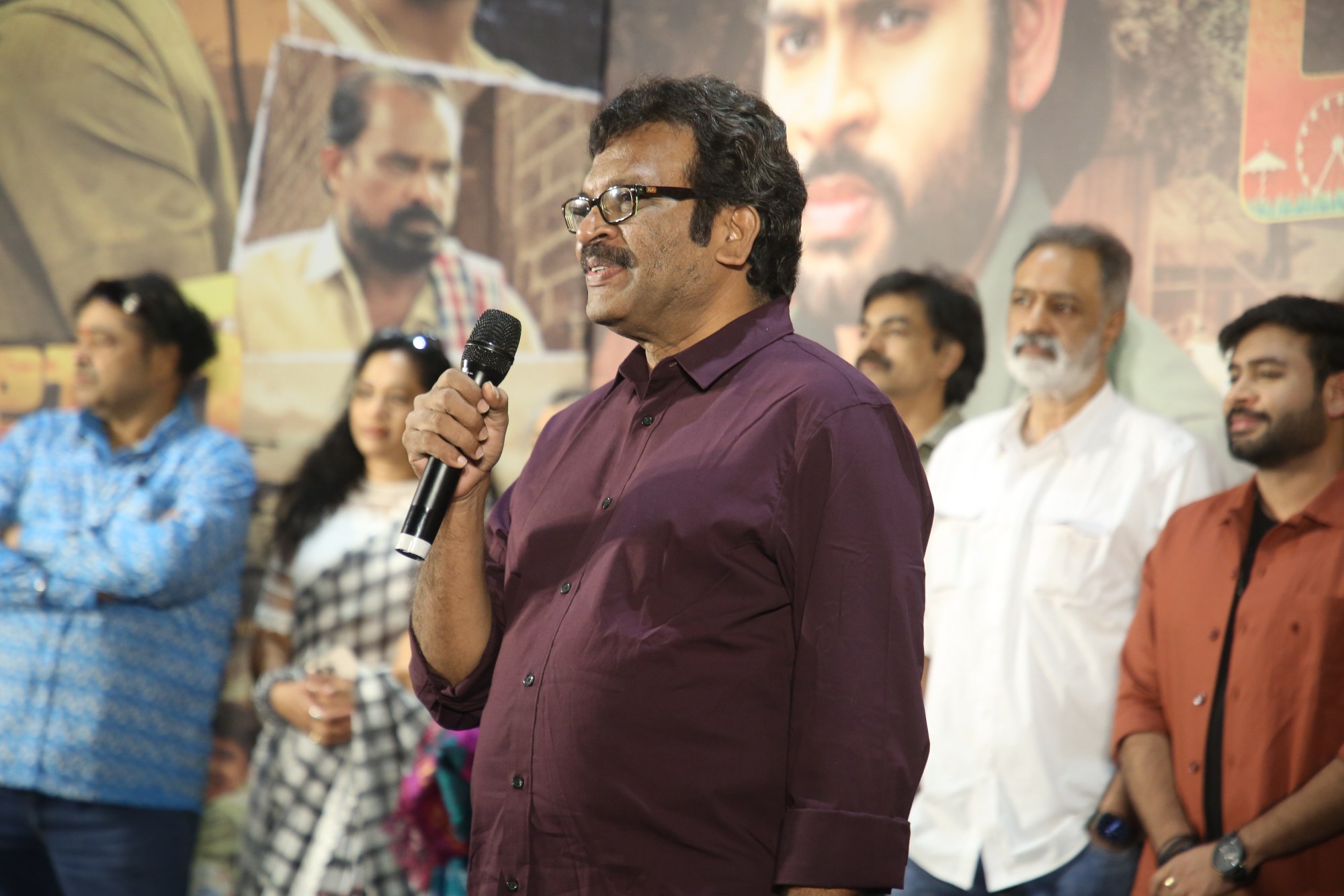 Producer Gopi Krishna J speaking at Rayavalasa event