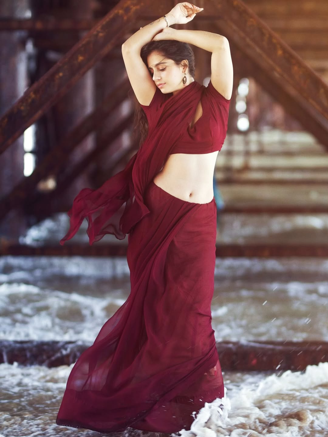 Rose Sardana elegant maroon fashion look