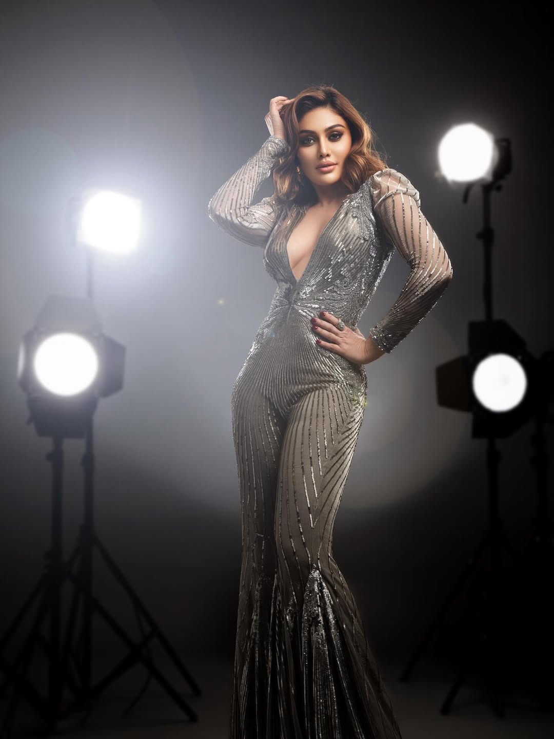 Sequined Silver Jumpsuit Steals The Spotlight