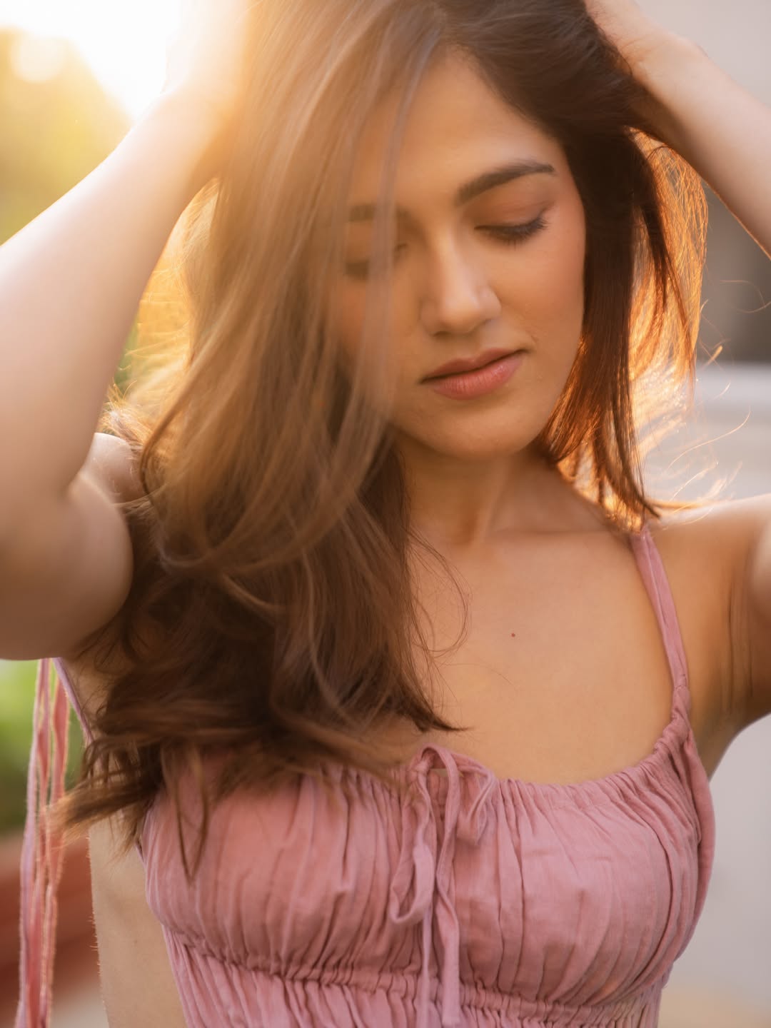 Simran Choudhary glowing in pink stylish dress