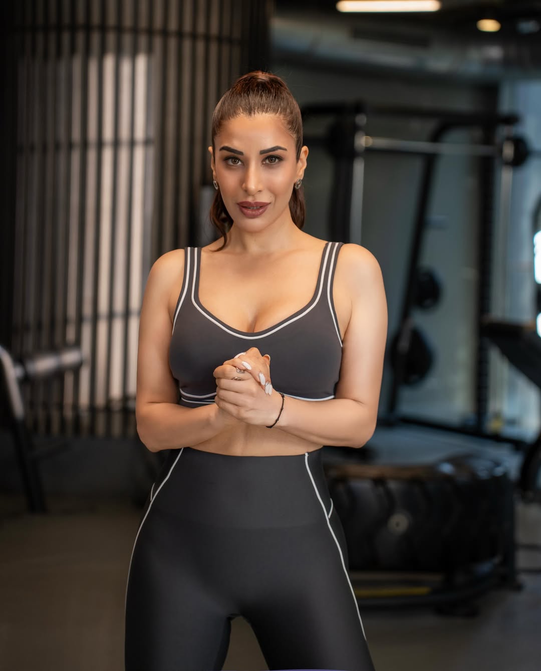 Sophie Choudry fashionable workout wear appearance