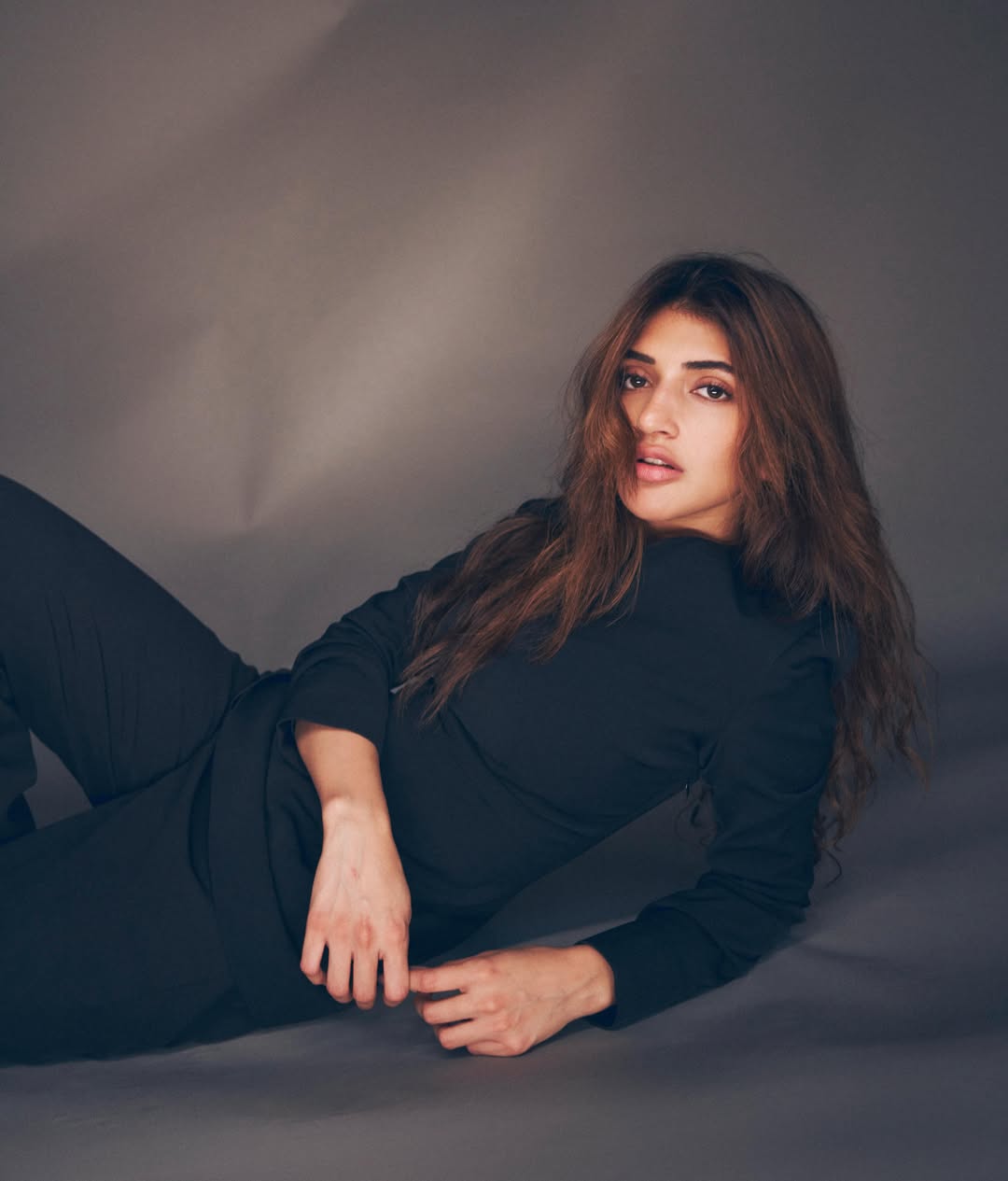 Sreeleela posing elegantly in black outfit
