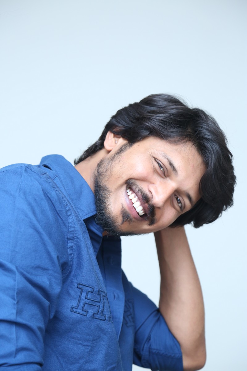 Sumanth Prabhas flaunting stylish blue shirt and casual look