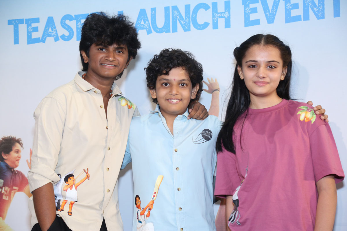 Rohan Arun and Khushi posing at teaser launch.