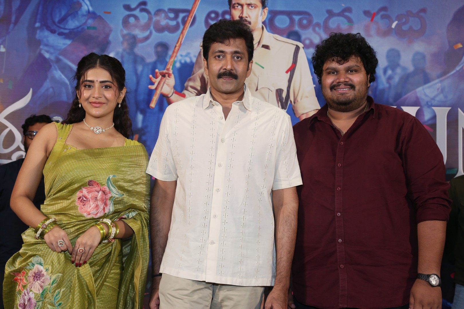 Transfer Trimurthulu team posing during media interaction