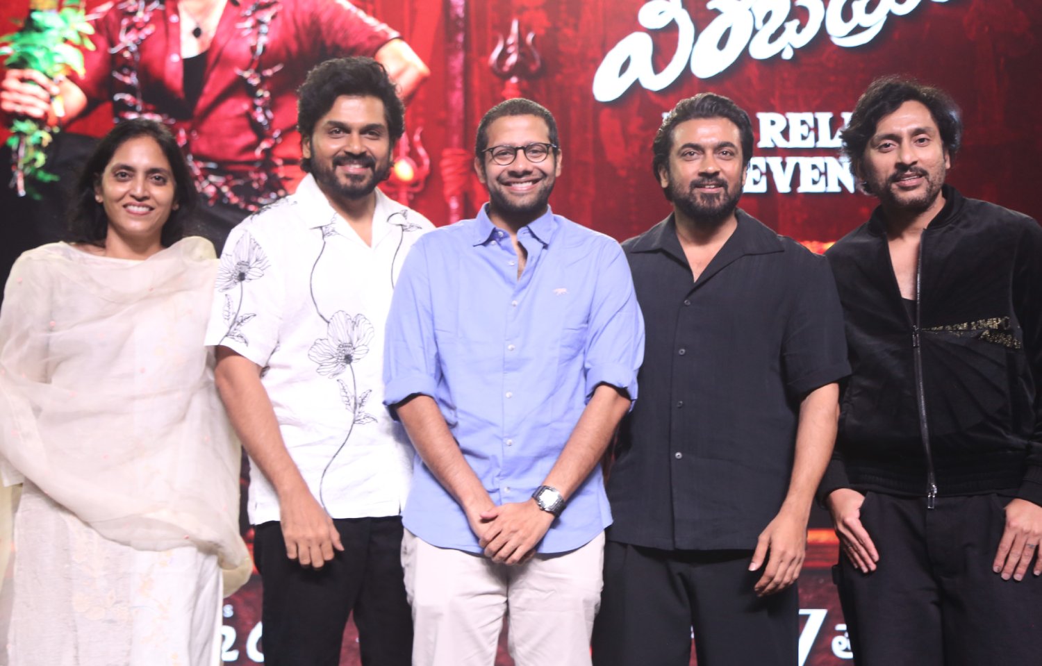Karthi Suriya Venky Atluri RJ Balaji at event