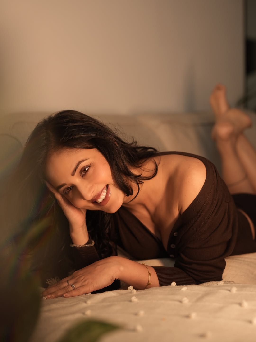 Vidisha Srivastava in brown off shoulder top