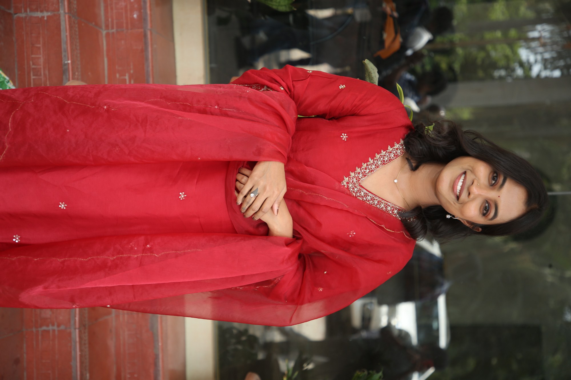 Vishika flaunting bold elegance in red outfit
