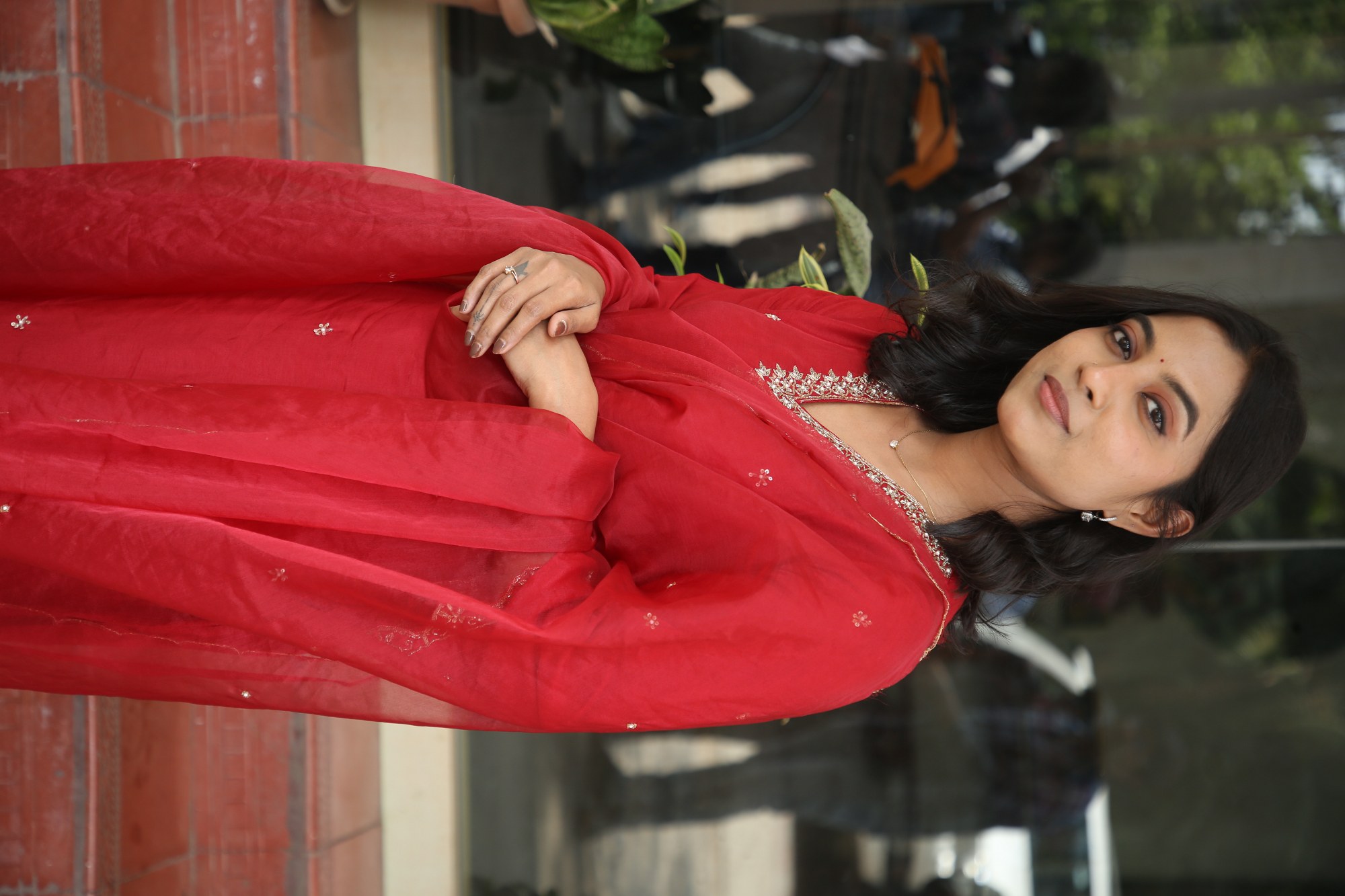 Vishika radiating glamour in stunning red saree