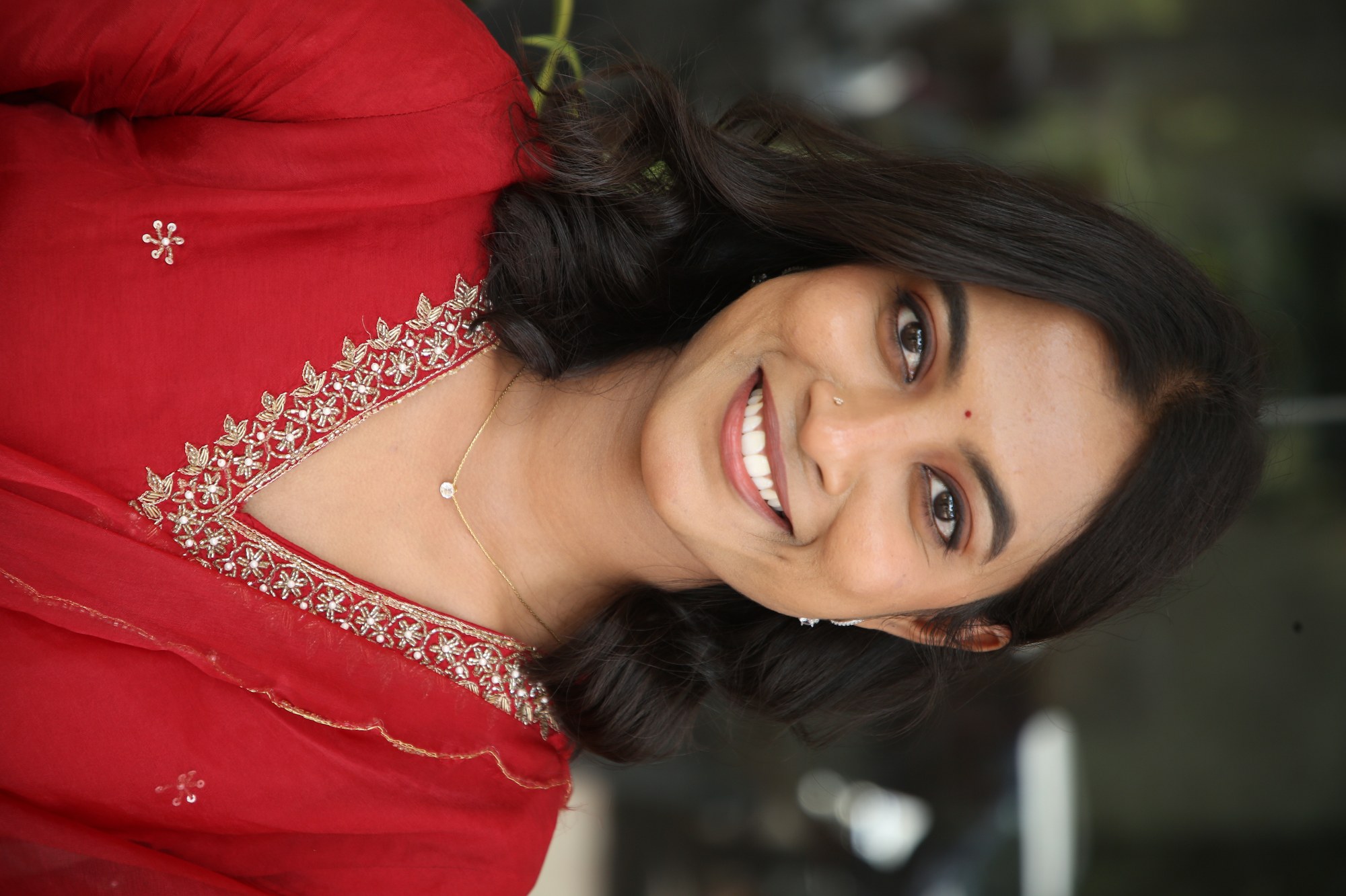 Vishika stunning in embroidered red ethnic fashion