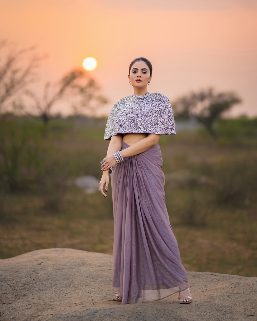 Sreemukhi elegant ethnic outfit