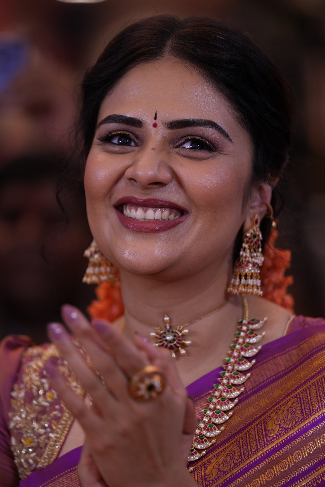 Sreemukhi traditional saree style