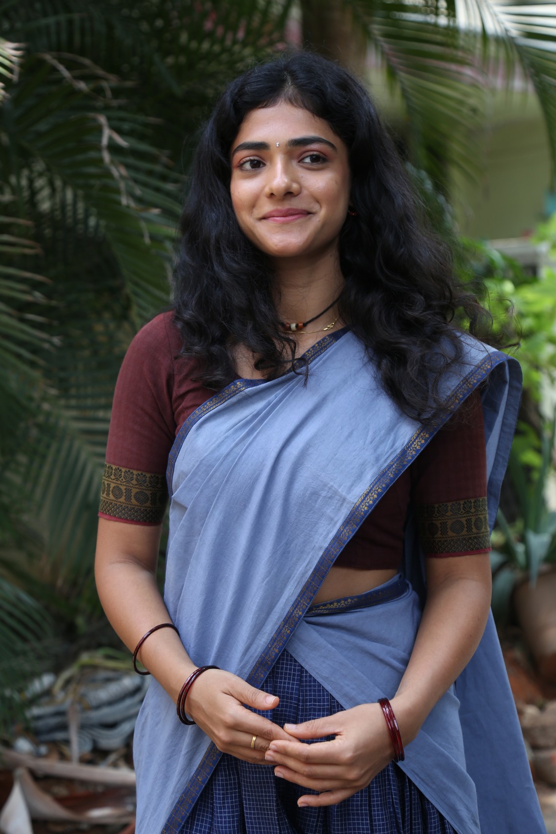 Ahilya Bamroo blue saree photoshoot