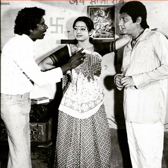Bharathiraja Sridevi Amol Palekar on set