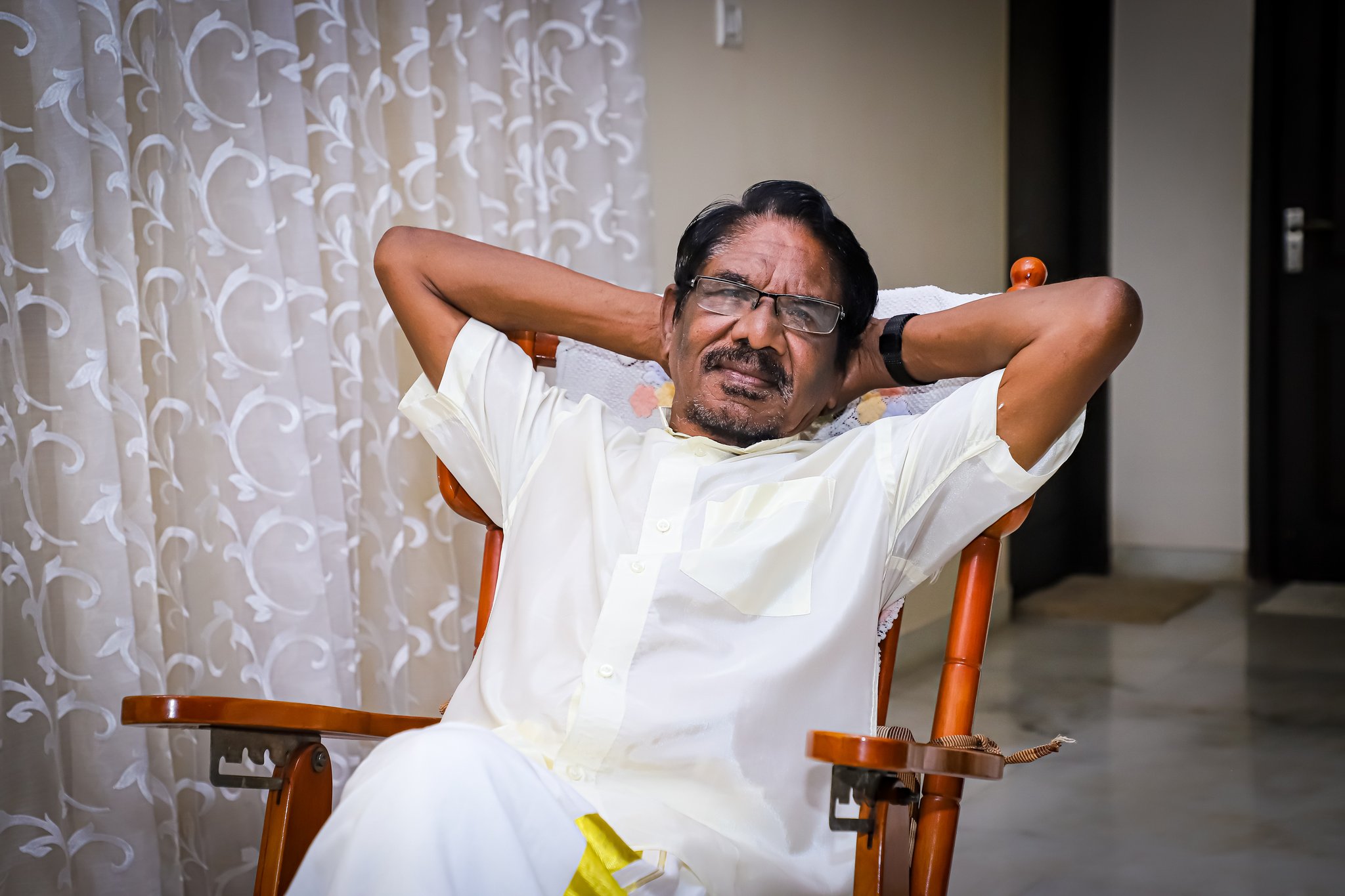Bharathiraja seated during candid moment
