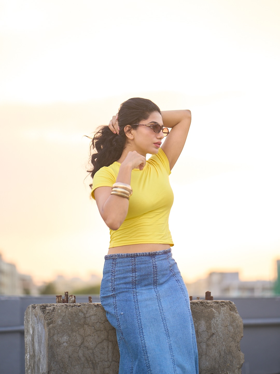 Deepa Thomas sunset fashion pose