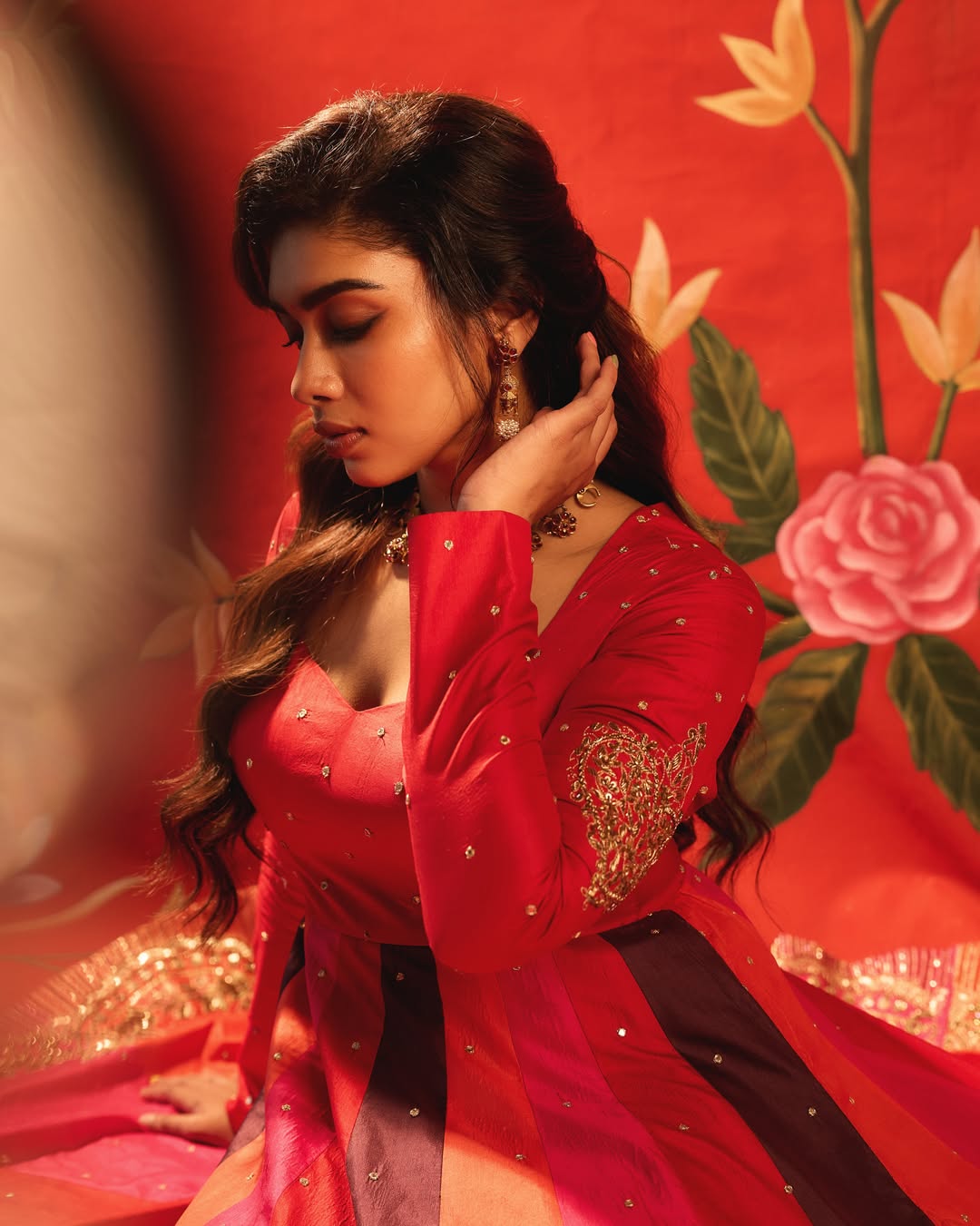 Dushara Vijayan showcasing elegant style in a sophisticated designer outfit.