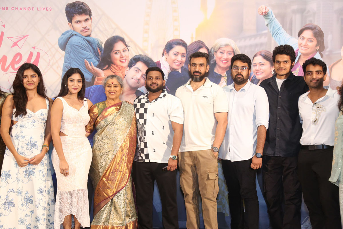 Happy Journey cast posing with Abhiram Naidu
