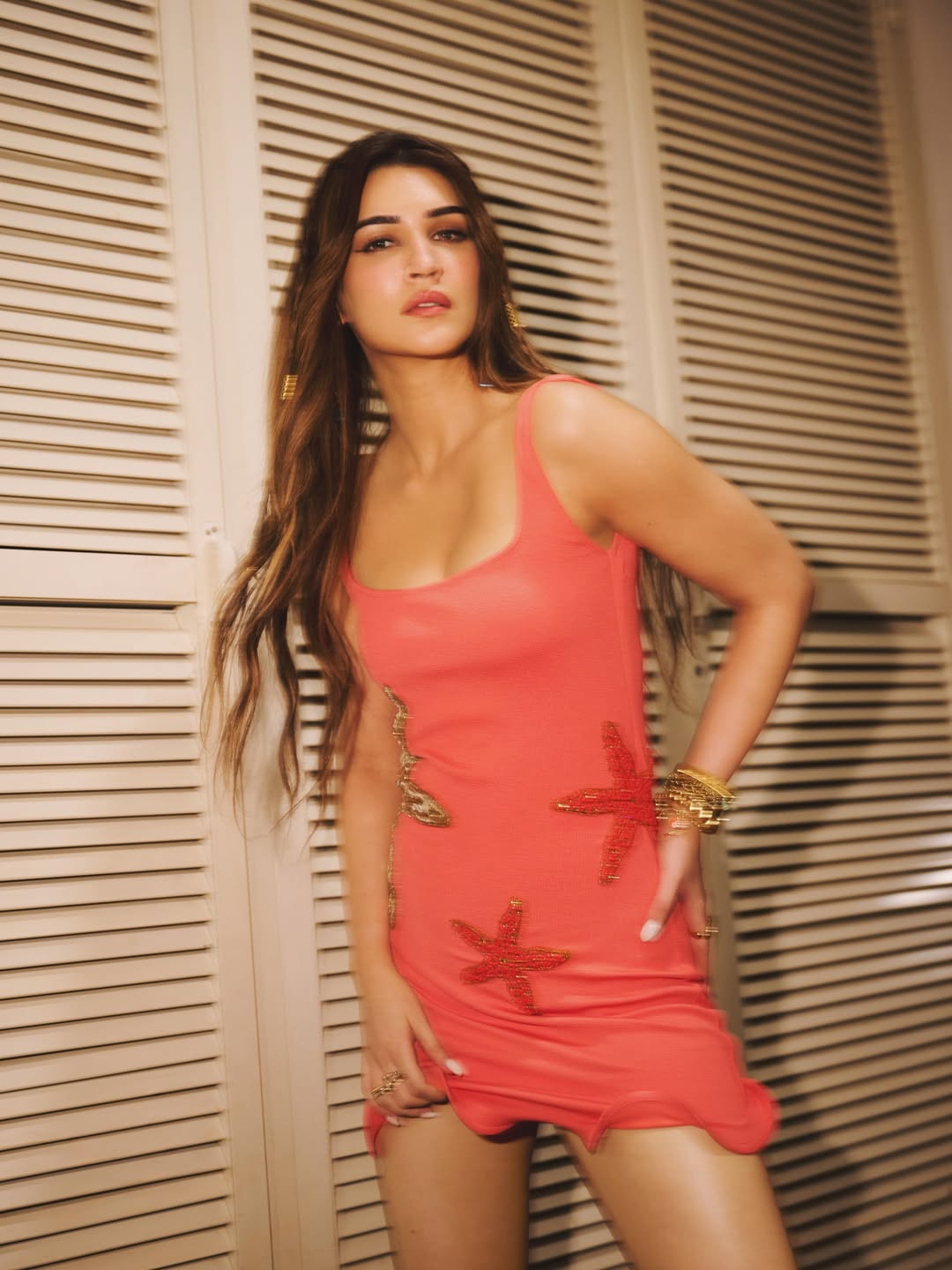 Kriti Sanon coral dress fashion photos