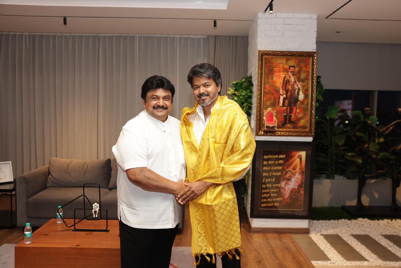 Prabhu Meets Tamil Nadu CM Vijay Along with Vikram Prabhu and Adhik Ravichandran; Photos Go Viral
