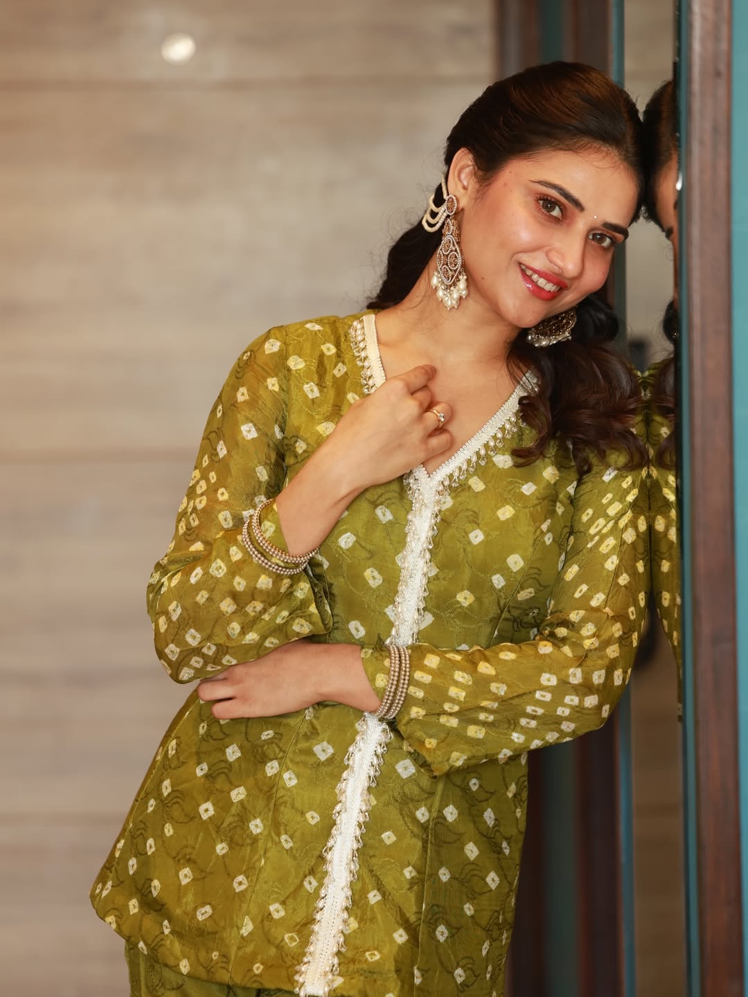 Prisha Rajesh Singh olive green kurta