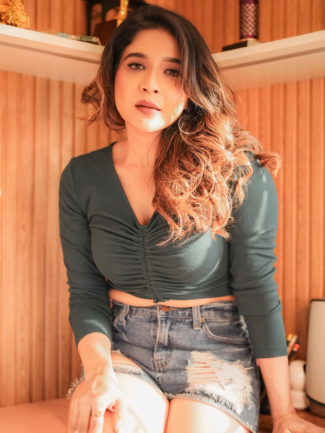 Sakshi Agarwal smiling in trendy attire