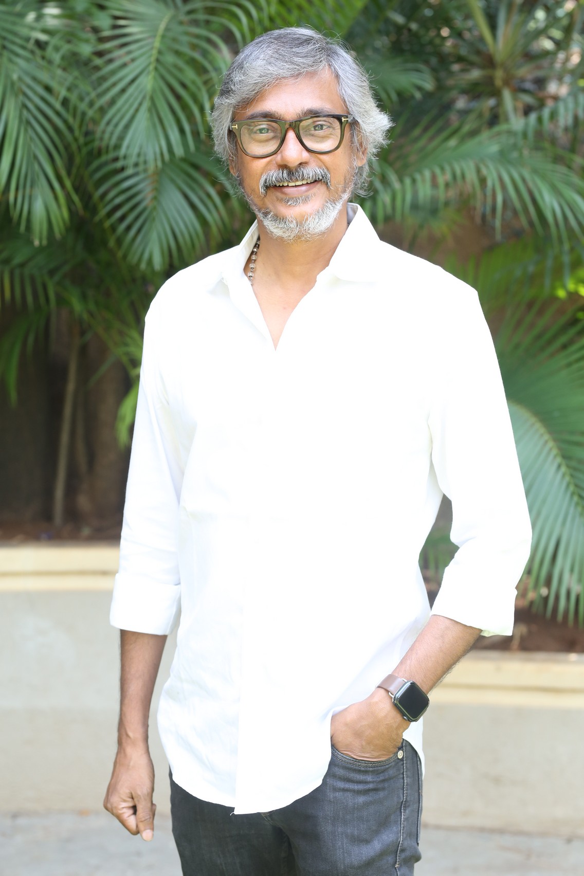 Soundar Rajan modern white shirt look