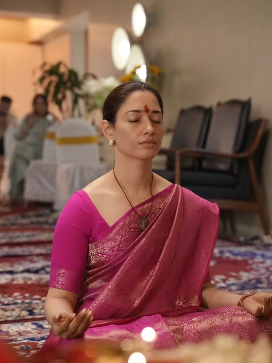 Tamannaah Bhatia meditating during sacred puja