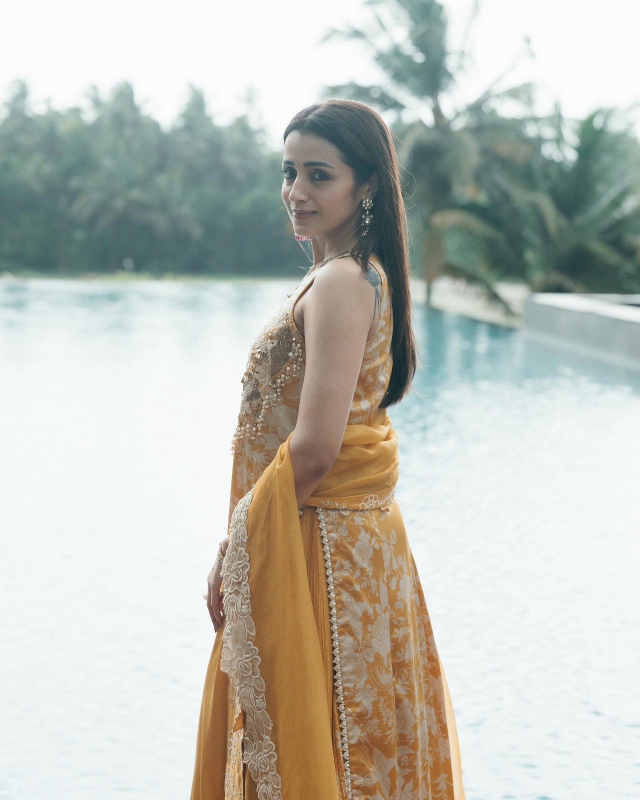 Actress Trisha Shares Her Recent Photos Which Took At Kushboo Daughter Wedding