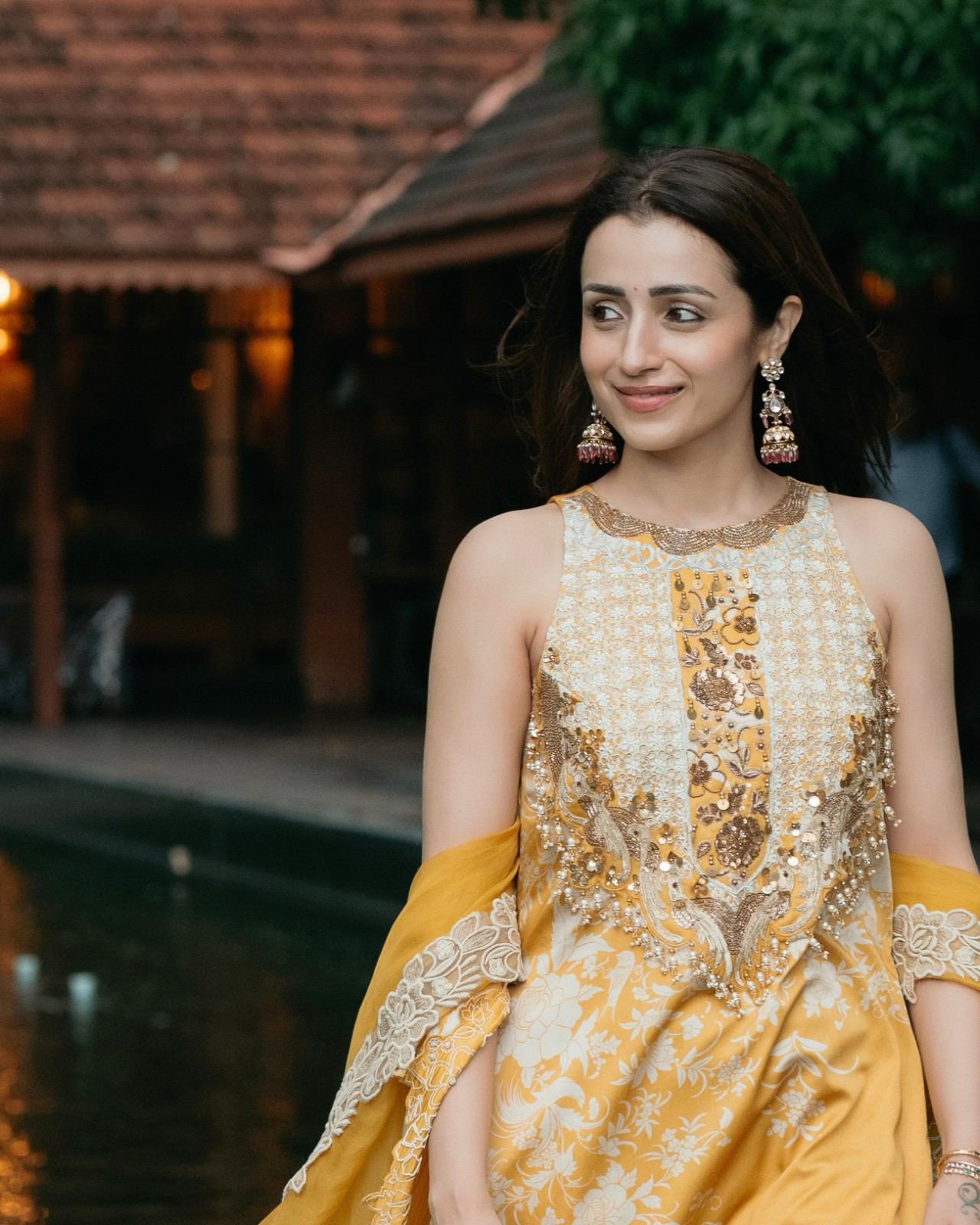 Actress Trisha Shares Her Recent Photos Which Took At Kushboo Daughter Wedding