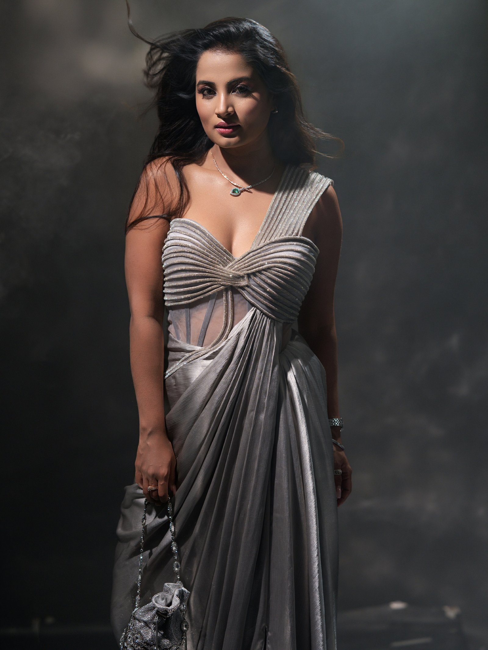 Anusha Rai metallic evening fashion