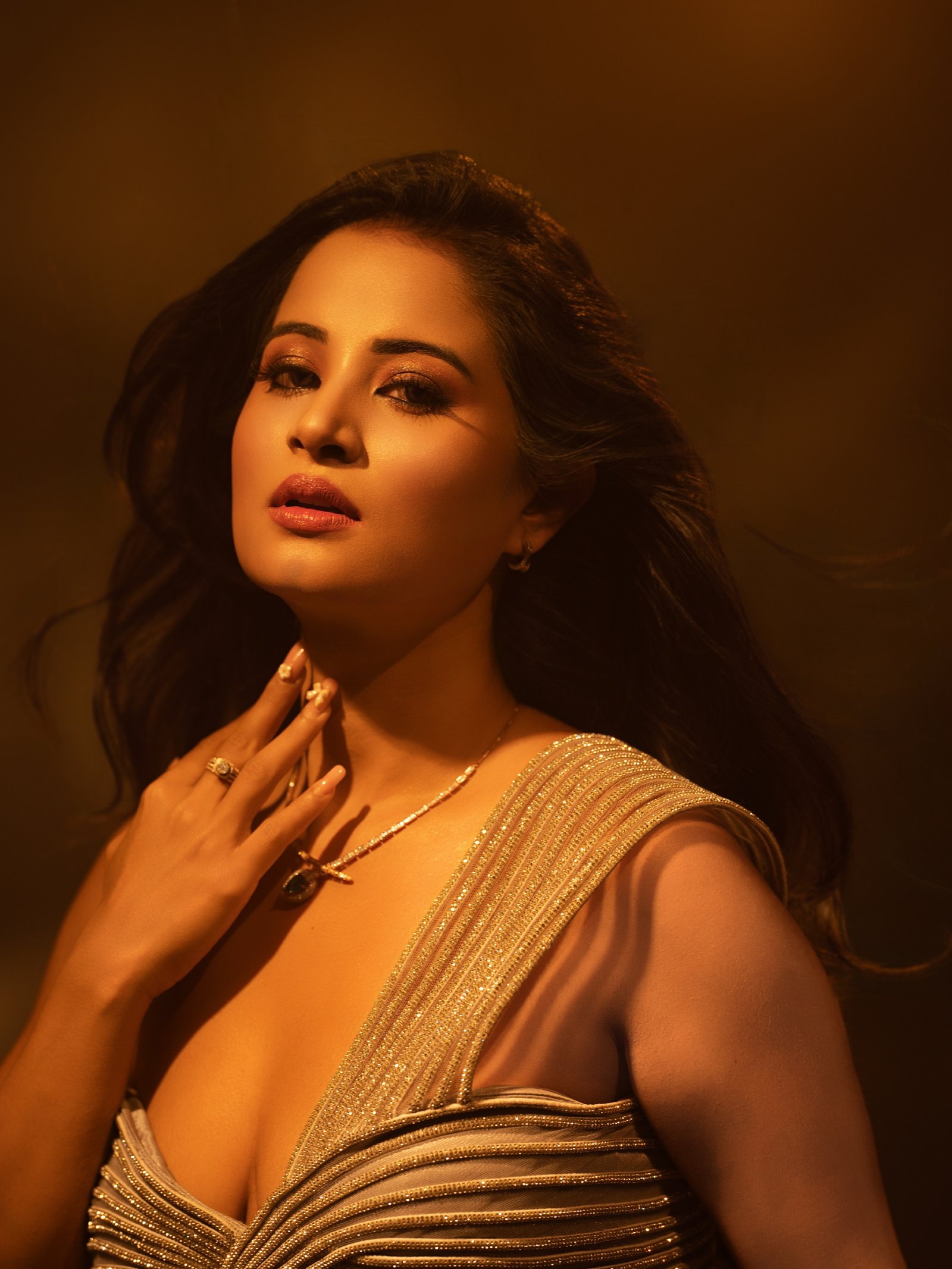Anusha Rai contemporary saree look