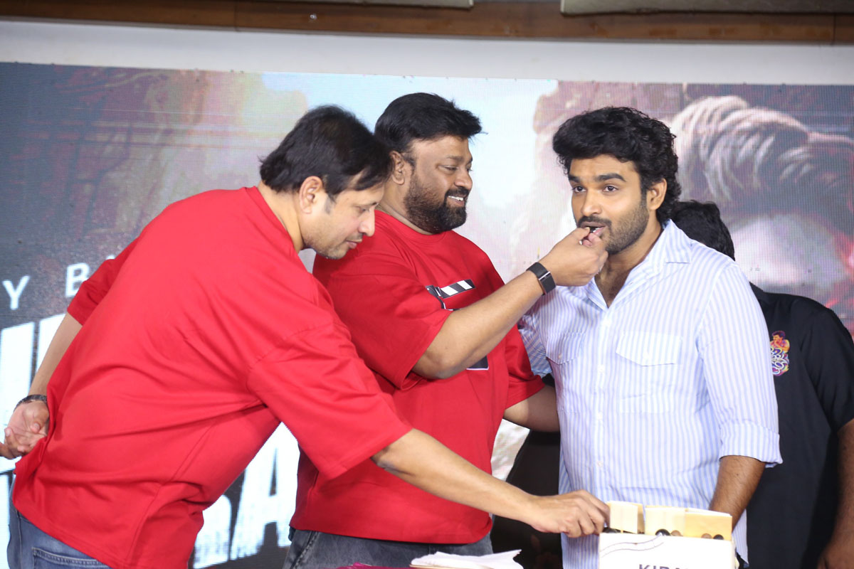 Sai Rajesh feeds cake to Kiran Abbavaram