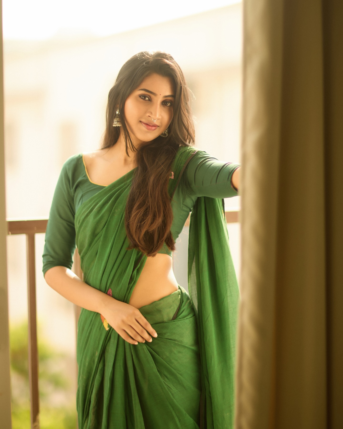 Gomathy Reddy in emerald outfit