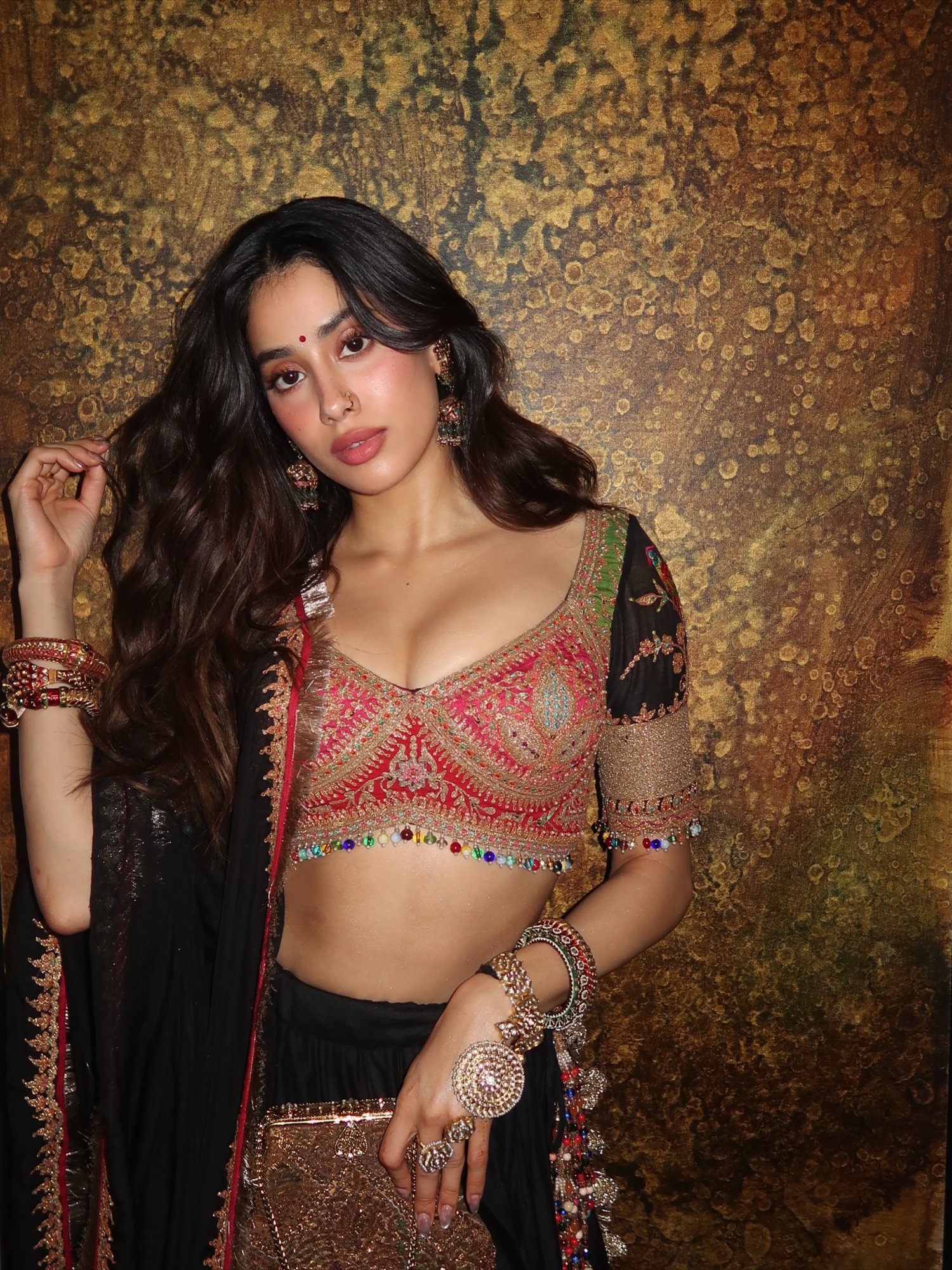 Janhvi Kapoor wearing statement jewelry