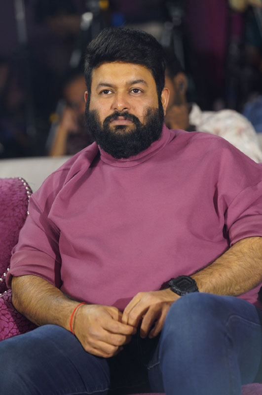Thaman S seated at Lenin pre-release event.