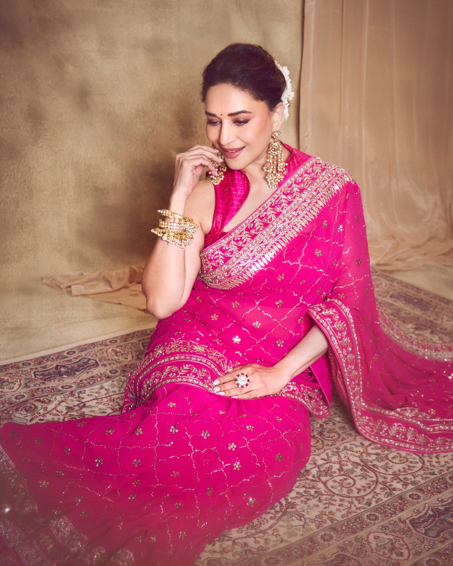 Madhuri Dixit festive saree look
