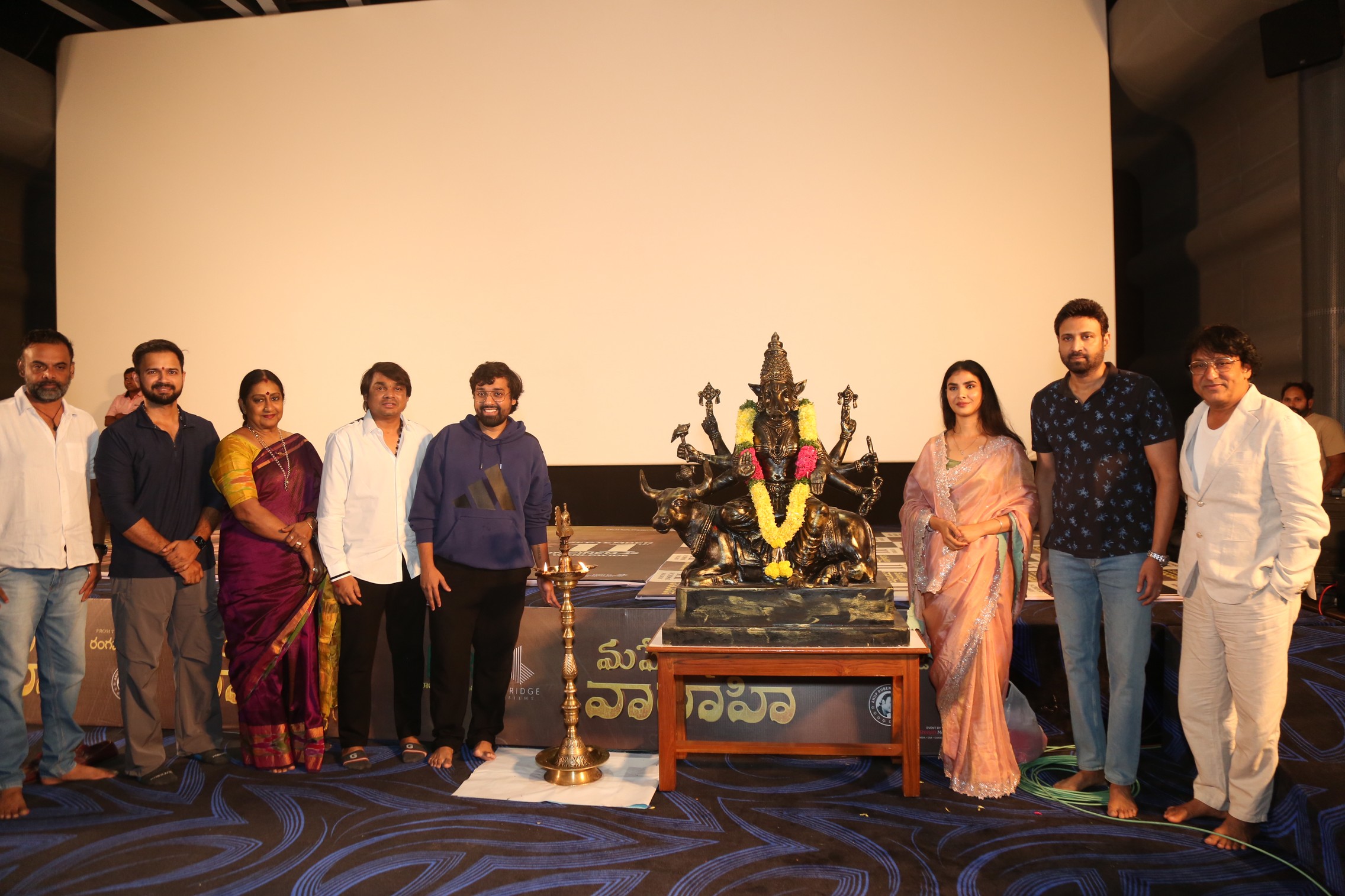 Mahendragiri Varahi team posing for media photographs
