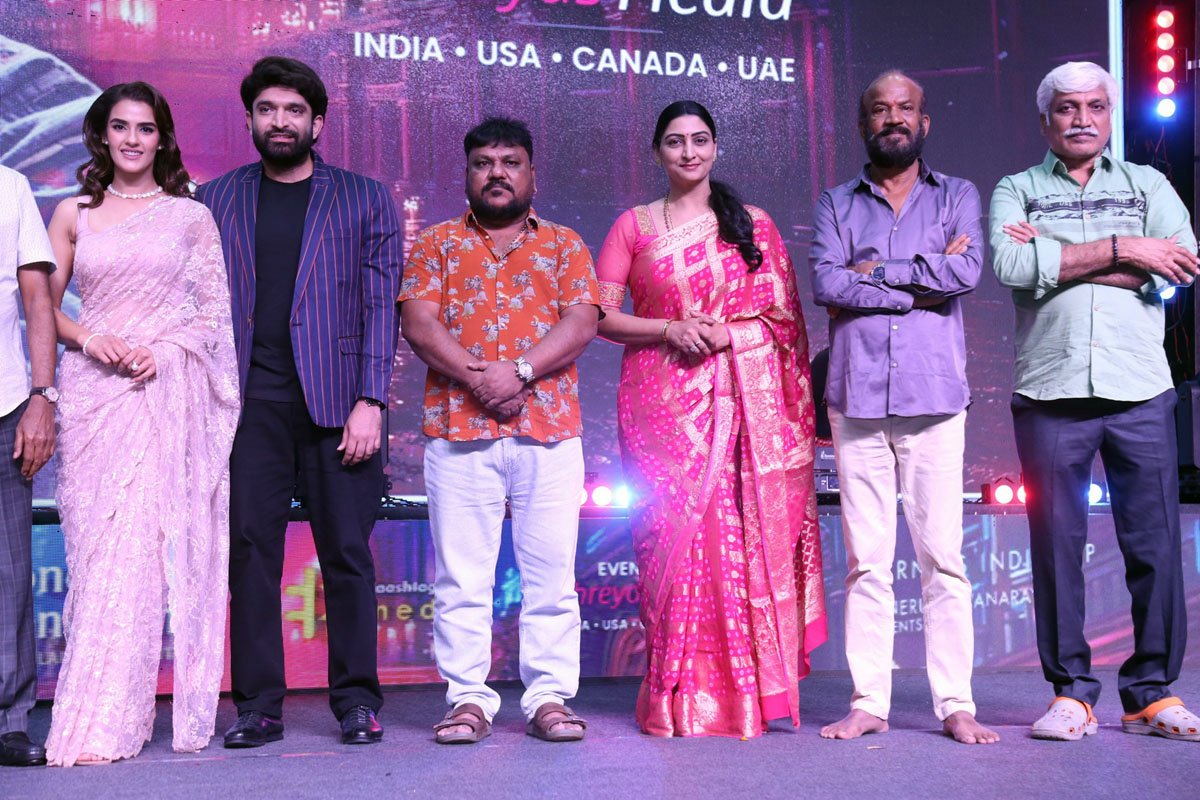 Nenu Ready team posing at song launch event