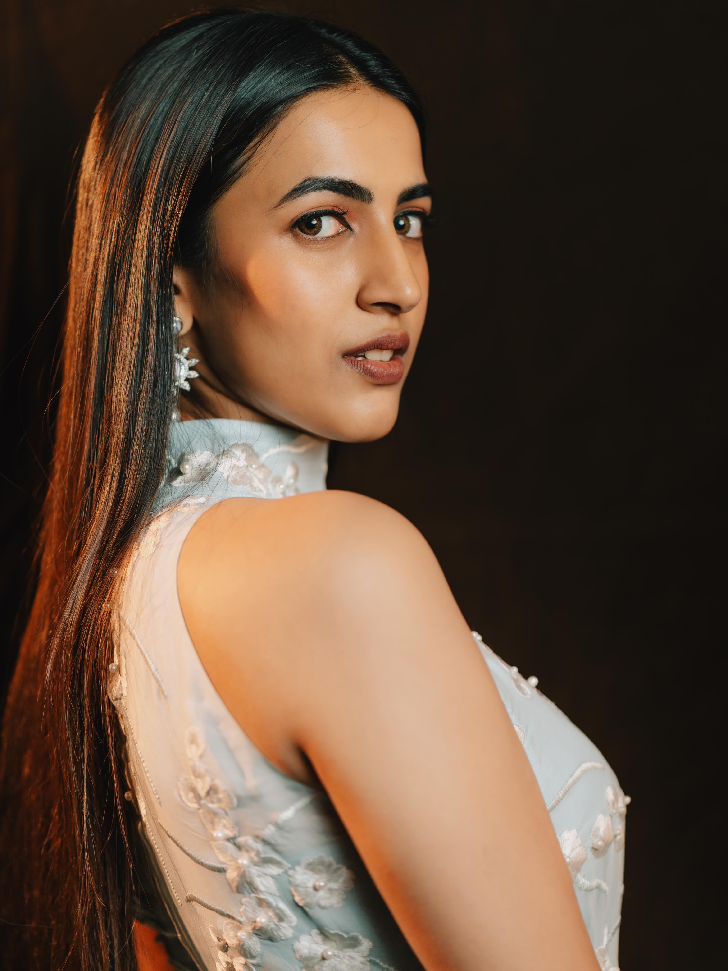 Niharika Konidela in pastel blue gown