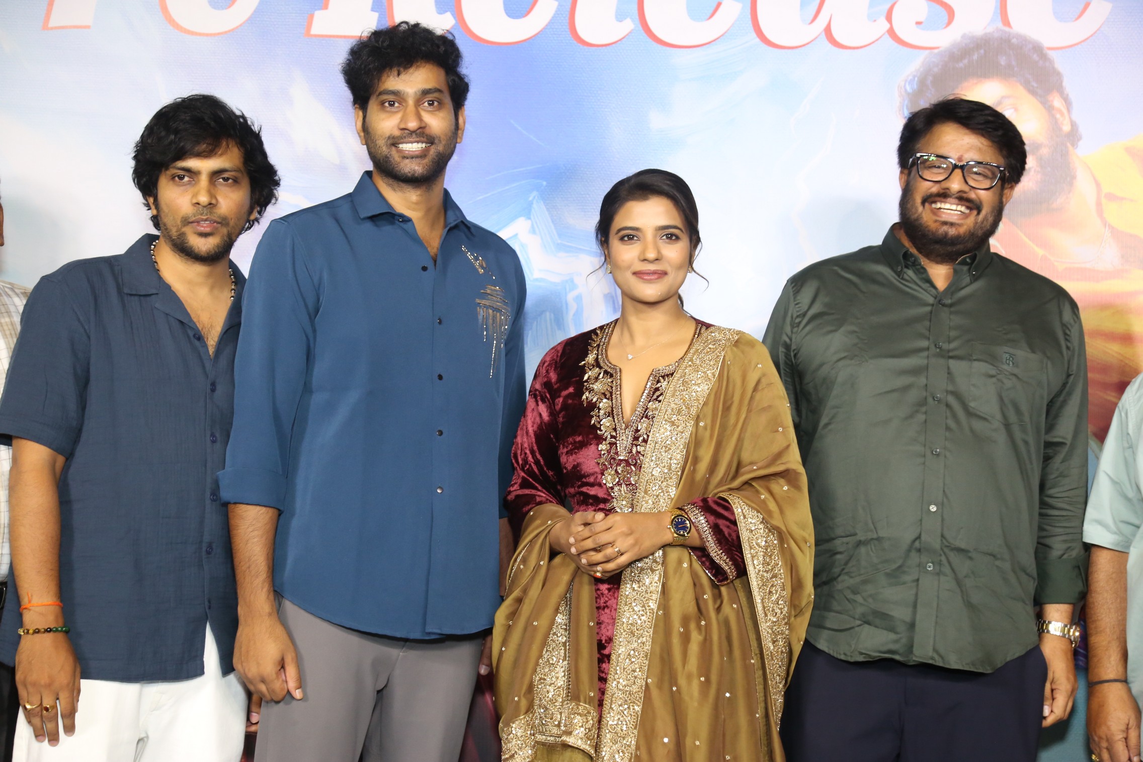 Bharat Dharshan, Thiruveer, Aishwarya Rajesh and Maheshwara Reddy Mooli at Oh Sukumari pre-release event.
