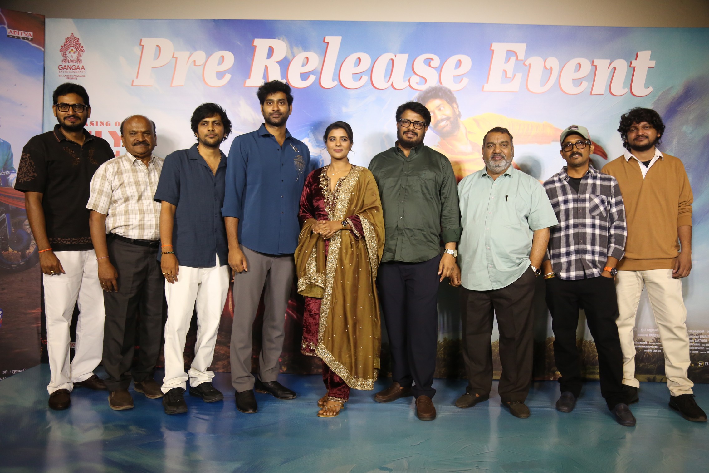 Oh Sukumari cast and crew group photo at pre-release event.
