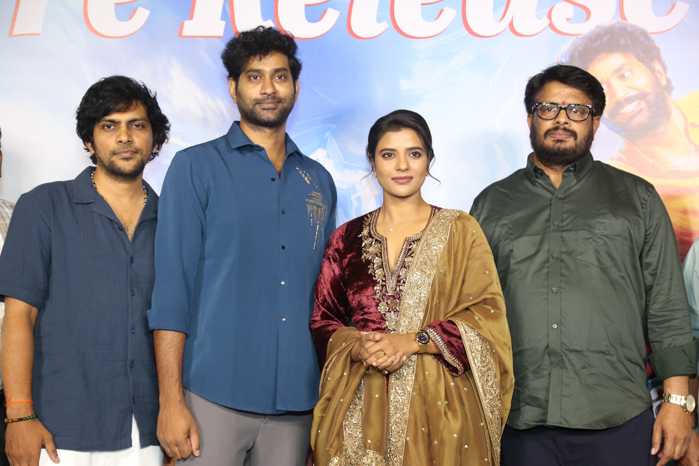 Oh Sukumari cast and makers on stage during the pre-release event.
