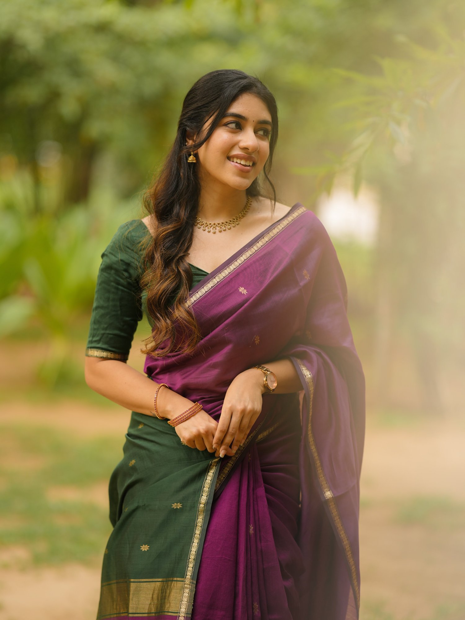 Ramya Ranganathan elegant saree look