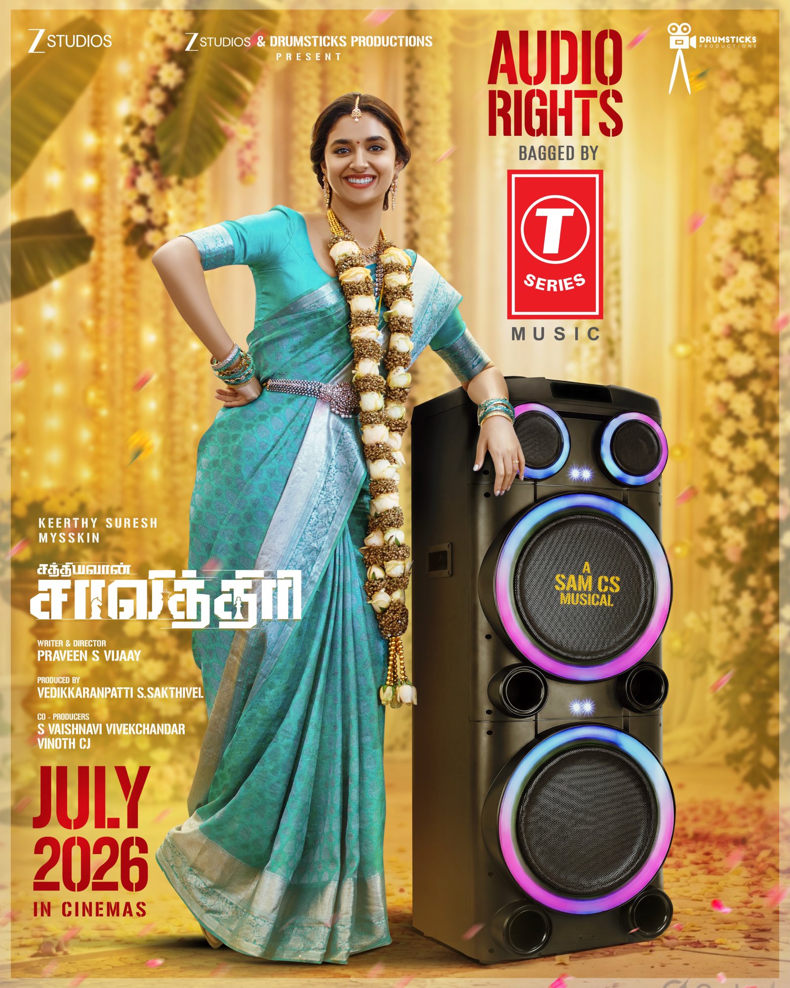 Sathyavan Savithiri audio rights partner T-Series South poster