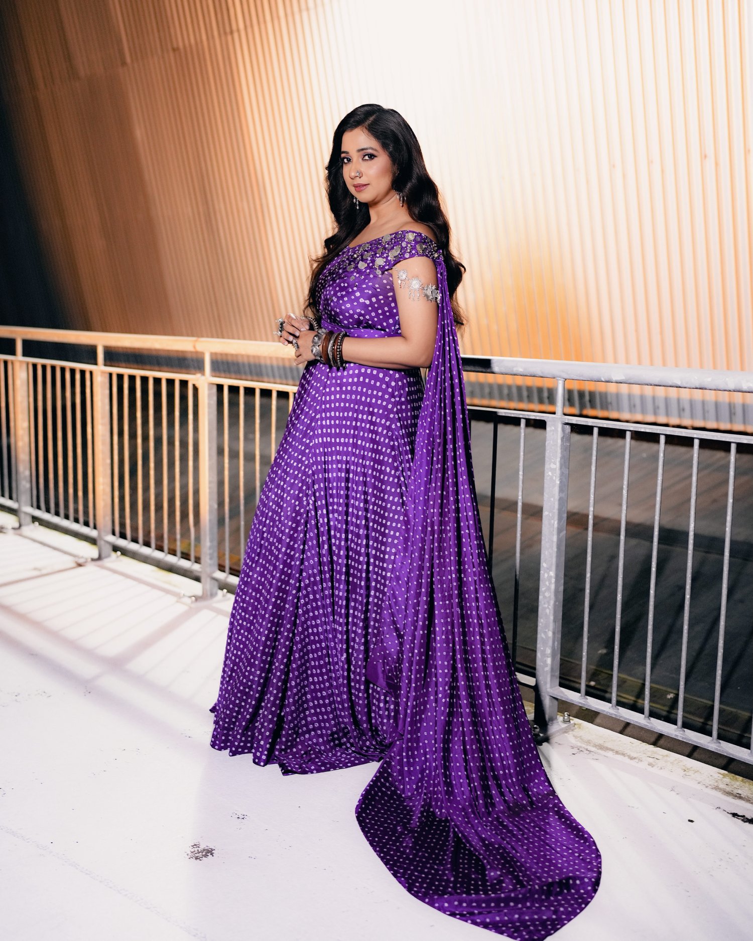 Shreya Ghoshal royal purple dress